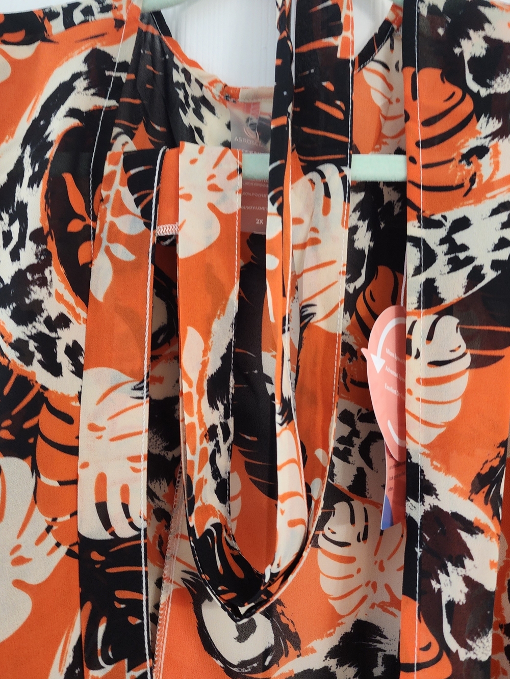 Kimono Size 2X Orange And Black Tropical Print Pool Cover-up Plus Size Quick Dry